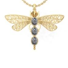 1.50 Ctw VS/SI1 Diamond 14K Yellow Gold Dragonfly Necklace (ALL LAB GROWN ARE DIAMOND)