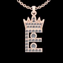 0.28 CtwVS/SI1 Diamond 10K Rose Gold alphabet (E) Pendant Necklace (ALL DIAMOND ARE LAB GROWN )