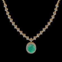 8.03 Ctw VS/SI1 Emerald and Diamond 14K Yellow Gold Necklace (ALL DIAMOND ARE LAB GROWN )