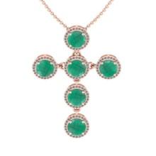12.72 Ctw VS/SI1 Emerald And Diamond 14K Rose Gold Necklace (ALL DIAMOND ARE LAB GROWN )