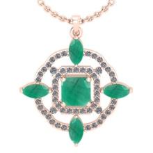 2.25 Ctw VS/SI1 Emerald And Diamond 14K Rose Gold Necklace (ALL DIAMOND ARE LAB GROWN )