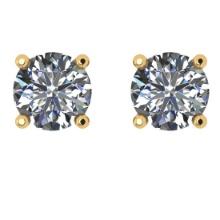 CERTIFIED 2 CTW ROUND G/SI1 DIAMOND (LAB GROWN Certified DIAMOND SOLITAIRE EARRINGS ) IN 14K YELLOW