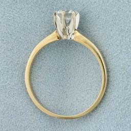 Solitaire Diamond Engagement Ring In 14k Yellow Gold