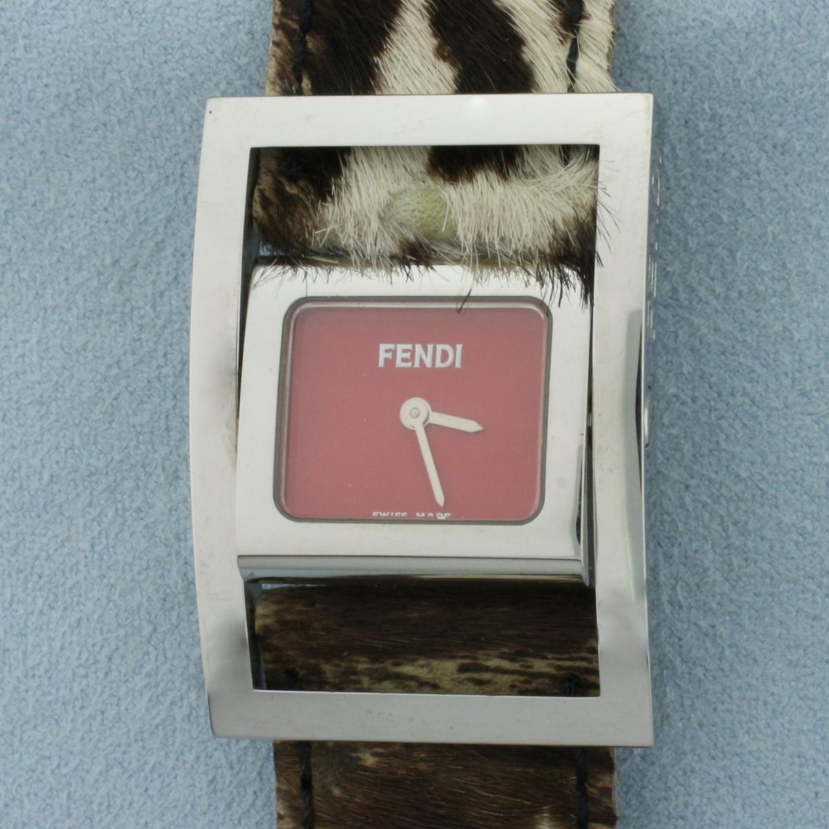 Fendi 5010l Rotating Face Pony Hair Flip Watch