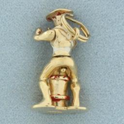 Rare Vintage Mechanical African Drummer Charm In 14k Yellow Gold