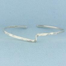 Hammered Finish Bangle Bracelet In Sterling Silver