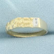 Mens Diamond Nugget Ring In 10k Yellow Gold