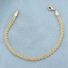 Double Foxtail Wheat Link Bracelet In 14k Yellow Gold