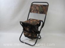 Camouflaged Folding Chair with Zippered Gear Pouch