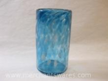 Turquoise and White Glass Blown Glass Tumble in Gift Box, 1lb