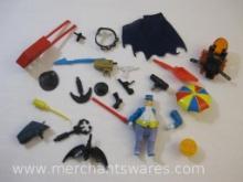 Batman and Assorted Action Figure Accessories and Parts, see pictures for included pieces and