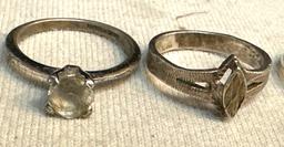 3 Sterling Silver Rings w/ gemstones