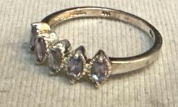 Sterling Silver Ring with Amethyst Gemstones size 10
