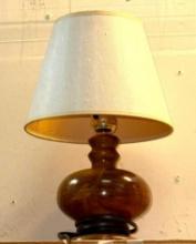Cute Table Lamp with Wood Base and Shade 12 1/2" t