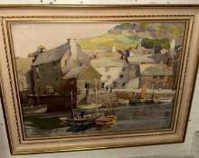 Framed Original Watercolor Painting by Frank Neville "Ramsgate Harbor, FL 18" x 13"