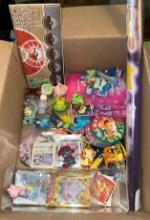 Box Full of Japanese Pokemon collectibles- Poster, Cards, Stickers, POGS, Figures etc