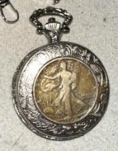 1942 Silver Walking Liberty Half Dollar Pocket Watch