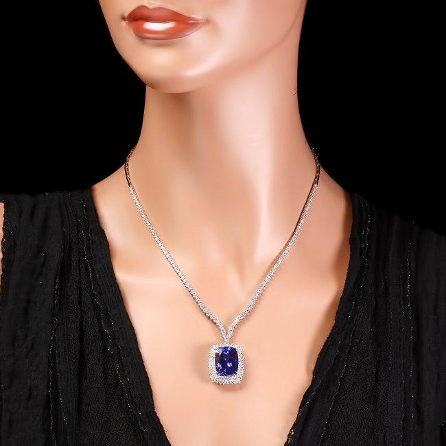 18k 17.50ct Tanzanite 7.35ct Diamond Necklace