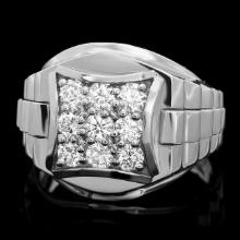 14k White Gold 1.15ct Diamond Mens Ring