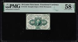 1862 First Issue 10 Cent Fractional Currency Note Fr.1242 PMG Choice About Unc 58EPQ