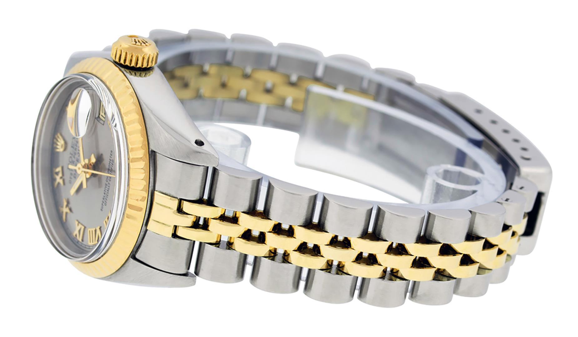 Rolex Ladies Two Tone Slate Grey Roman Date Wristwatch