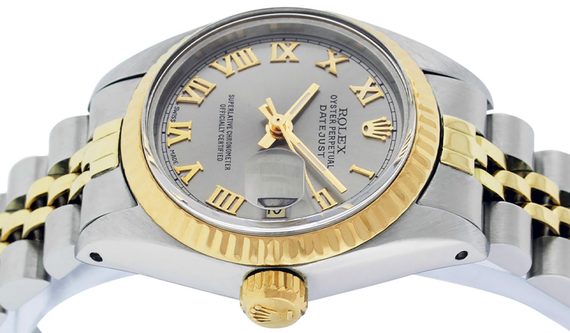 Rolex Ladies Two Tone Slate Grey Roman Date Wristwatch