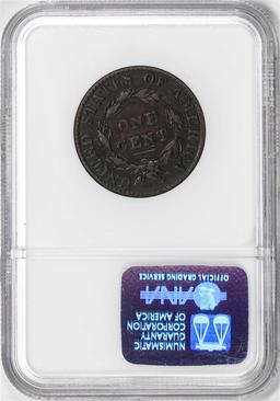 1823 N-2 Coronet Head Large Cent Coin NGC VF25 BN