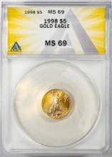 1998 $5 American Gold Eagle Coin ANACS MS69