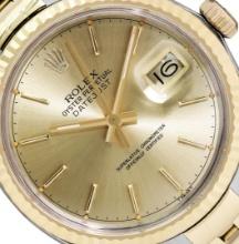 Rolex Mens Two Tone Champagne Index Datejust Wristwatch With Rolex Box