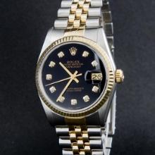 Rolex Mens Two Tone Diamond Datejust Wristwatch