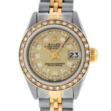Rolex Ladies Two Tone Diamond Datejust Wristwatch