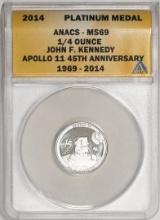 2014 Proof 1/4 oz Platinum JFK Apollo 11 Anniversary Medal ANACS MS69