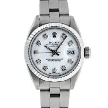 Rolex Ladies Stainless Steel Diamond Datejust Wristwatch