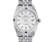 Rolex Mens Stainless Steel Silver Index Sapphire and Diamond Datejust Wristwatch