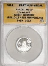 2014 Proof 1/4 oz Platinum JFK Apollo 11 Anniversary Medal ANACS MS69