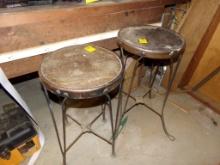 (2) Twisted Wire Leg Ice Cream Parlor Stools (Cellar Wood Shop)