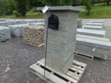 Fancy Custom Made Stone Pillar/Mailbox with 2'' Cap, 24'' x 20'' x 60'' Tal