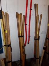 (6) Shovels - Round & Square Point & Sledge Hammer  (Garage Room)
