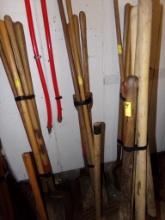 (7) Hand Tools - Shovels, Rakes & Sledge Hammer  (Garage Room)