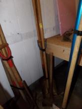 (6) Hand Toools - Shovels, Rake, Sledge Hammer  (Garage Room)