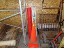 Group w/(5) Cones Small Roll Of Snow Fence And 4' Shop Light (NOS In Box) (
