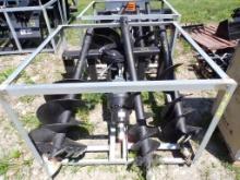 New Skid Steer Mount Hydraulic Auger with (3) Bits, 10'', 12'', 18''