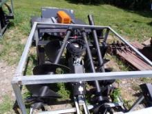 New Skid Steer Mount Hydraulic Auger with (3) Bits, 10'', 12'', 18''