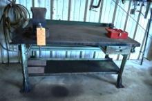 HEAVY DUTY WOOD/METAL WORKBENCH, SINGLE DRAWER WITH