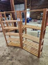 Pair Rustic Wood Slat Shelves