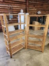Pair Rustic Wood Slat Shelves