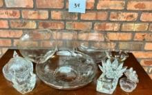 Moon Shape Glass Vases, Crystal "Pyramid" Bowls