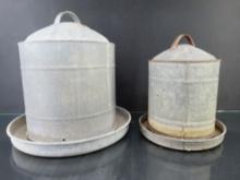 3 gal and 1 gal Galvinized Poultry Feeders