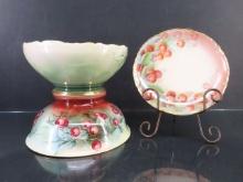 Lot of (3) Hand Painted China Bowls and Plate