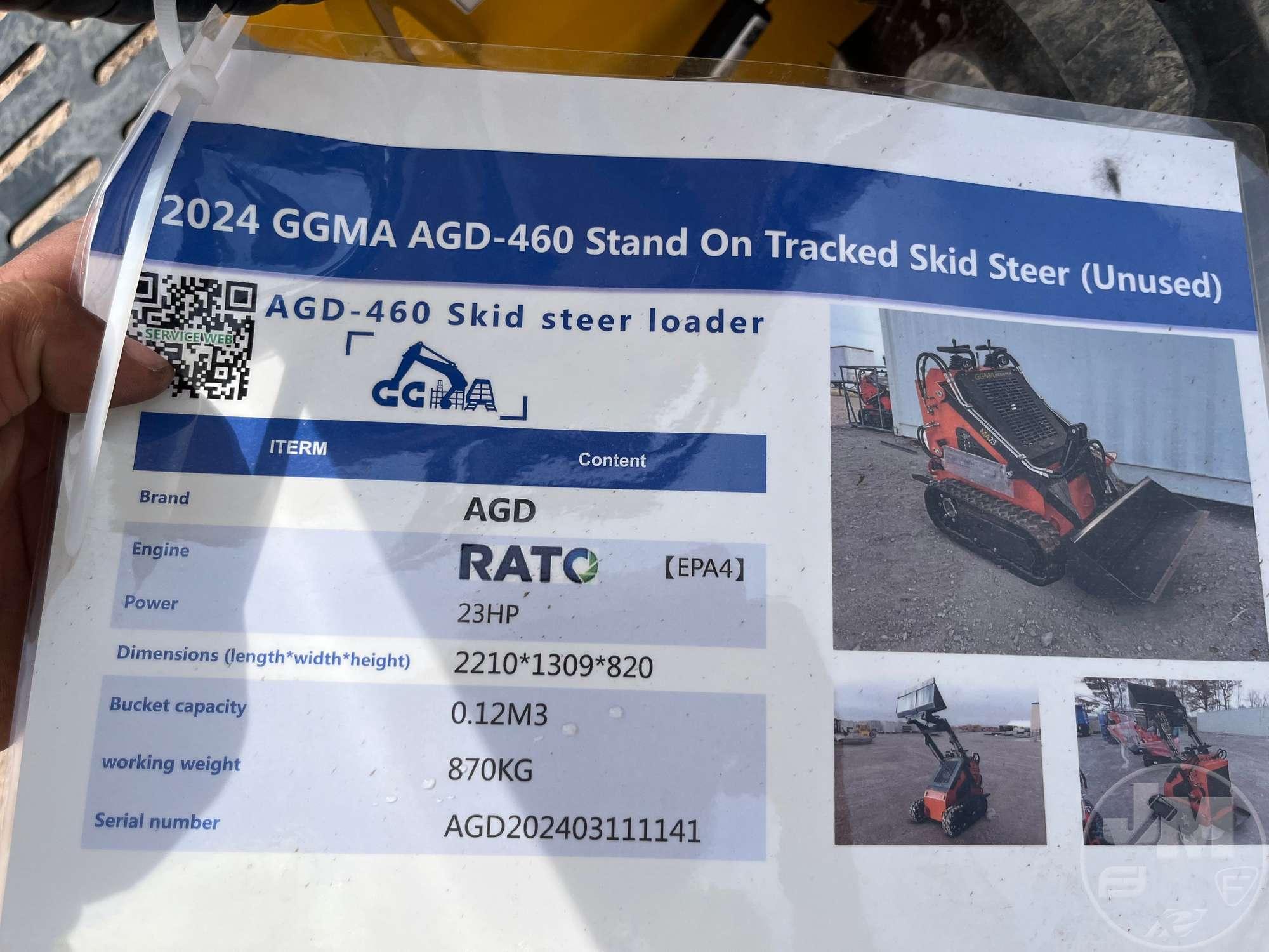 UNUSED 2024 AGD AGD-460 STAND ON SKID STEER SN: AGD202403111141